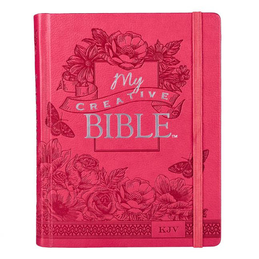 KJV Holy Bible, My Creative Bible, Faux Leather Hardcover - Ribbon Marker, King James Version, Pink Floral W/Elastic Closure Christian Art Gifts Inc